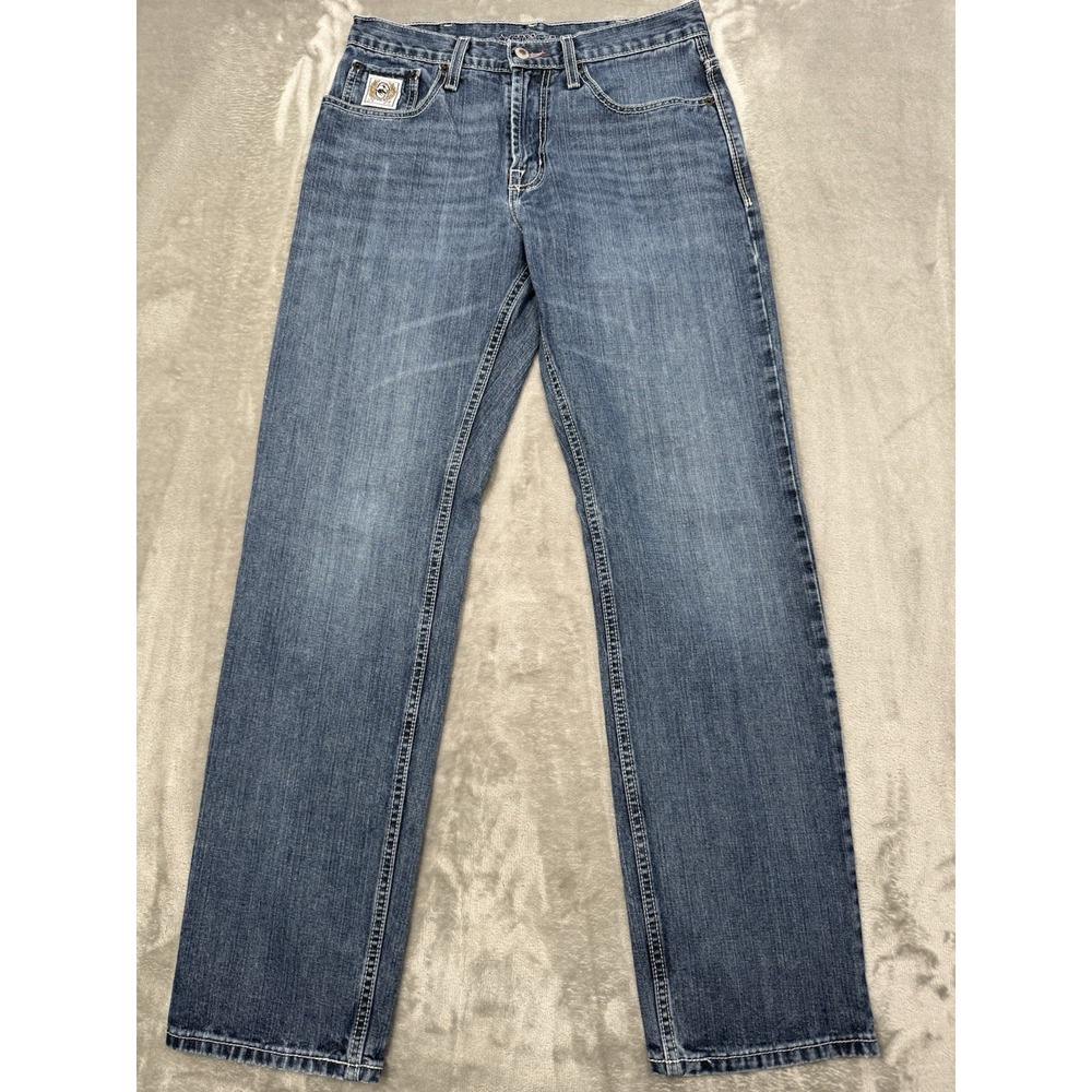 Cinch Jeans Mens 31x34 Bootcut Blue Denim Embroidered Western Cowboy Rodeo Work